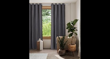 Home Style Thermisch Gordijn – Lichtdoorlatend – Met Ringen – 140x250 cm – Grijs