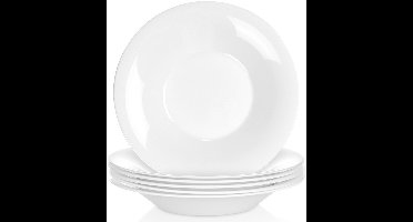 Diep Borden Glas Wit 21,5 cm, 400 ml 6 stuks - Set - Soepbord - Diepe Borden - Pastabord
