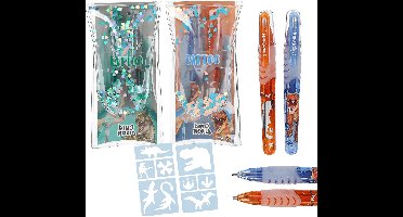 Depesche - Dino World tattoo glitter gelpennen - 1 set