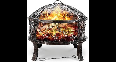 Vuurkorf – Tuinhaard – Barbecuekorf – Buitenhaard – Vuurschaal – Gietijzer – Groot Ø71 cm met Vonkenscherm