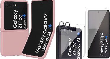 Hoesje geschikt voor Samsung Galaxy Z Flip 7 - Screenprotector Volledig Dekkend Premium PET & Camera Protector - Mat Back Case Roze