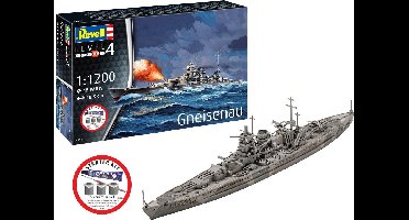 Revell Modelbouwpakket Schepen - 75181 Gneisenau - Scharnhorst-klasse - WWII Duits Oorlogschip - Slagschip - Starter Kit Plastic - 1:1200 - Modelbouw
