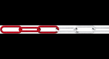 KS afzetketting 8x50 mm, rood-witte lange schakel, bundel 25 meter