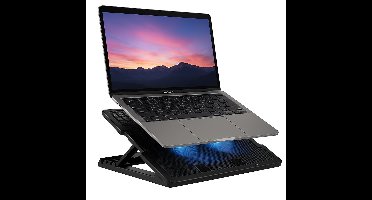 Laptop Cooler Verstelbaar – Cooling Pad tot 17 inch – Stille 140 mm Ventilator met Blauwe LED – USB Hub – Laptopstandaard – Laptop Ventilator Standaard