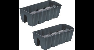 Prosperplast Plantenbak - Set van 2 stuks balkonpot - kunststof - 58 cm - 18L - Antraciet en Grijs kleur - voor buiten