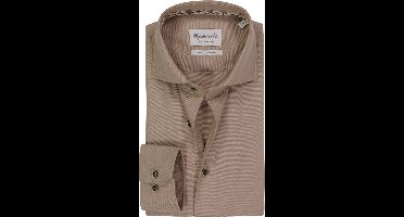 Michaelis slim fit heren overhemd - twill - beige - Strijkvriendelijk - Boordmaat: 39