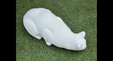 Tuinbeeld Sluippoes Groot (Wit) - Decoratie voor binnen of buiten - Beton