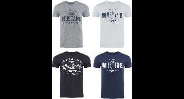 Mustang Heren T-Shirt 4-pack Mustang heren T-shirt regular fit Veelkleurig 4XL Ronde Hals Volwassenen