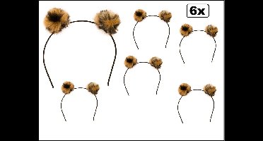 Diadeem Bol pluche panter bruin/zwart - thema party hoofddeksel haarband dieren