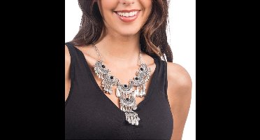 Halsketting Bohemian Festival Zilver-Zwart