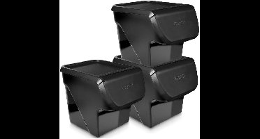 Doos voor Groenten en Fruit met Deksel Zwart 13 l 3 stuks - Aardappelbak - Aardappelpot - Bewaardoos - Container - Koelkast Organizer - Opbergbox - Fruitkist