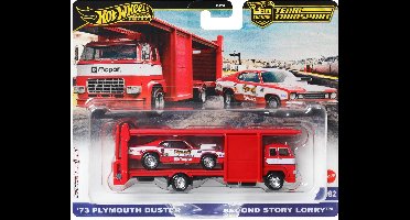 Hot Wheels 73 Plymouth Duster, Wagen voor autovervoer/autotransporters, 3 jaar, Metaal, Rood