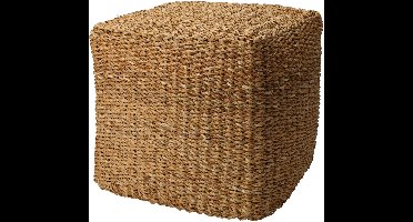 Home & Styiling Poef Nature - vierkant - gevlochten zeegras - D40 x H40 cm - bijzet stoeltjes