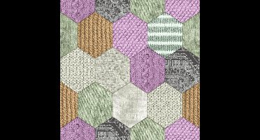 DUTCH WALLCOVERINGS Behang patchwork groen en lila 7360-6
