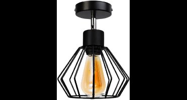 Hanglamp eetkamer metaal met Retro LED gloeilamp - Vintage Lamp E27 - 4 Watt - 400 Lumen - 2200K warm wit - Goud glas - Verlichting plafondlamp - Woonkamer lamp - Zwart