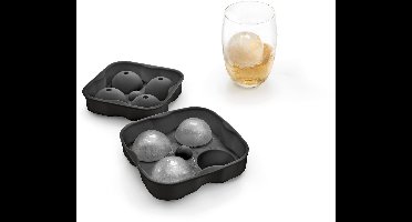 Metaltex - Set van 2 ijsblokjesvormen met deksel - 4 ronde ijsblokballen van 4,5 cm - siliconen ijsblokjesvorm - vaatwasbestendig - voor cocktails, whisky en gin