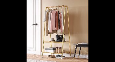 Kledingrek - met Dubbele Planken - 35D x 62B x 157,5H centimeter - Laadvermogen 65 kg - IJzer - Goud