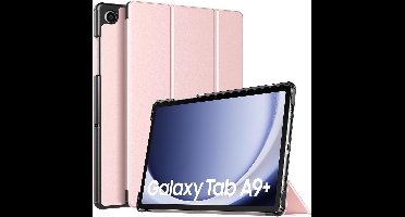 Ntech Tablet Hoes Geschikt voor Samsung Galaxy Tab A9 Plus / A11 Plus hoes Trifold Bookcase - Rose Goud