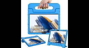 Hoes Geschikt voor Samsung Galaxy Tab A8 Hoes Kinderen Blauw - Hoes Geschikt voor Samsung Galaxy Tab A8 (2021 / 2022) kinderen Hoes - Backcover hoes met handvat - Ntech