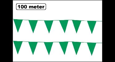 100 meter vlaggenlijn groen - 10 stuks van elk 10 meter - Festival Green verjaardag thema feest versiering vlaglijn