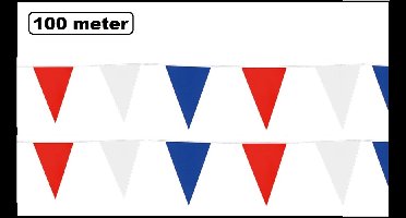 100 meter vlaggenlijn rood/wit/blauw - 10 stuks van elk 10 meter - Festival Holland verjaardag thema feest Voetbal sportversiering vlaglijn