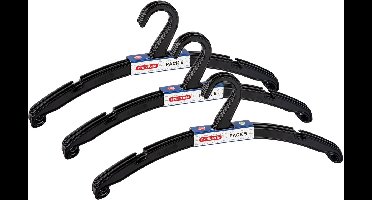 Plasticforte Kledinghangers - 15x - zwart - kunststof - 42 x 18 cm - kledingkast opruimen - vaste haak