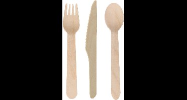 DEPA wegwerp bestek - hout - 240 delig - wegwerp - lepels - messen - vorken - 16 cm - BBQ - Verjaardag