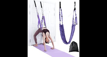 S&E Yoga Stretch Band met Deuranker – Voor Rug, Benen & Spagaat Training - Paars