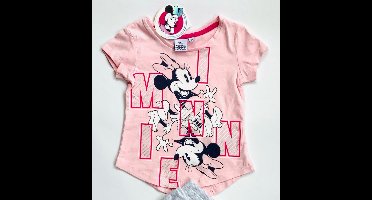 Disney Minnie Mouse T-shirt - met glitterprint - roze - maat 92/98 (3 jaar)