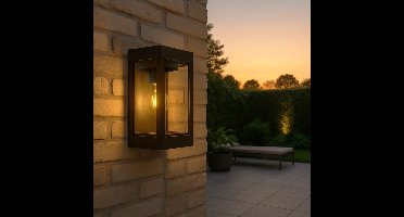 Solar wandlamp buiten 'Cube' - Warm wit licht - Led filament - Tuinverlichting op zonne-energie - Zwart
