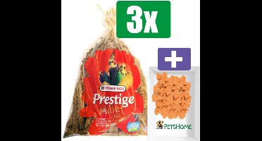 Versele Laga Voedermiddel Trosgierst 1 kg – 3 Zakken – Inclusief 6 stuks PetsHome Fruitkuipjes