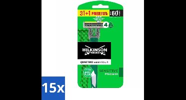 Wilkinson - Wegwerpscheermesjes - Quattro Essential 4 - Strak Scheren - 4 mesjes - Bulkverpakking - 15 stuks