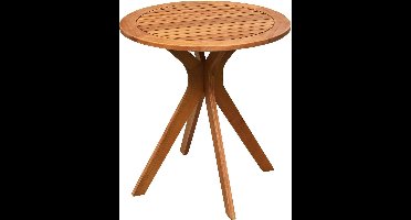 Ronde Tuintafel van Massief Hout – Ø70 cm – Weerbestendige Bijzettafel met Stevig Heiligbeen Onderstel – Voor Tuin, Balkon of Terras