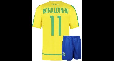 Brazilie Voetbaltenue Thuis Ronaldinho - WK 2002 - Voetbal Tenue Kinderen - Shirt en Broekje - Jongens en Meisjes - Volwassenen - Heren en Dames - Maat M