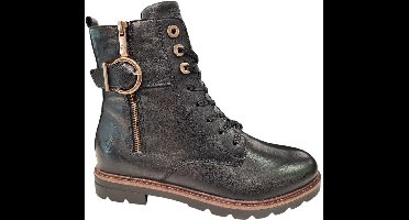 Remonte Zwarte Leren Veterboots Dames - Zwart - 40