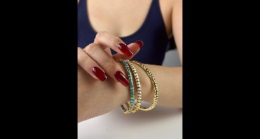 Cliste Couture - Dots Armband Wit en Goud - 18k Verguld - Roestvrij staal - Armband dames - Waterproof - Sieraden voor vrouwen - Armband - cadeau - Verstelbaar