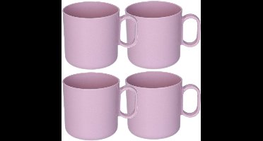 Plasticforte onbreekbare Drinkbekers - 6x - kunststof - 320 ml - roze - kinderen - camping - mokken
