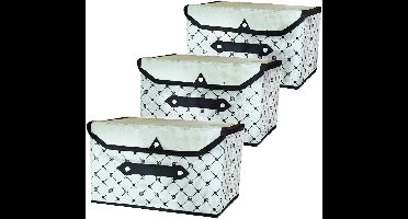 Opbergdoos - Opbergdoos voor kleding -26×19×16 - 3 stuks - Beige Ruit