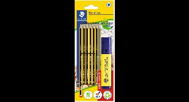STAEDTLER Noris® 120 Grafietpotlood - set met 12 HB-potloden + GRATIS tekstmarker Textsurfer classic geel
