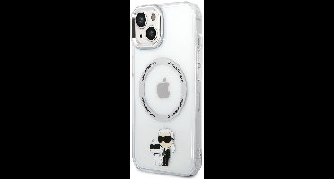 Karl Lagerfeld, Beschermhoesje Geschikt voor Apple iPhone 15 met Karl en Choupette print MagSafe Compatible, Transparant