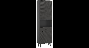 Linea vitrinekast 1 deur 1 glasdeur mat grijs.