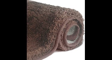 Hoogpolige Badmat – 50 × 80 cm – Antislip, Zacht & Waterabsorberend – Machinewasbare Badkamermat – Bruin