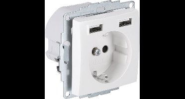 Berker S1 contactdoos - inbouw - 1-voudig - randaarde - USB A/A - 2.4A - polarwit