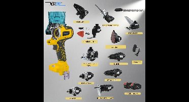 Accuboormachine – Accu Schroefboormachine – Klopboormachine – Boormachine – Akku Boor – 18V Lithium-Ion – 12-in-1 Accessoires Set