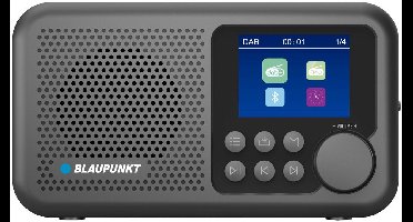 Blaupunkt - Draagbare radio - DAB+ digitale radio en FM-tuner - Bluetooth - hoofdtelefoonuitgang - USB- en microSD-speler - LCD-scherm - klok en alarmfunctie - voeding via oplaadbare USB-C-batterij - DR8BK