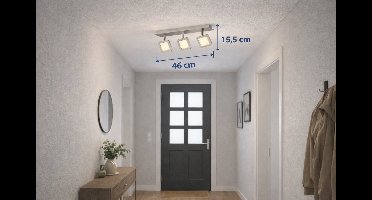 TRIO, Spot, Vision incl. 3 x LED,SMD,4,3 Watt,3000K,380 Lm. Acryl, Wit, Armatuur: Metaal, Nikkel mat L:46,0cm, H:8,0cm, Ø:16,0cm Schakelaar,Dimbaar via schakelaar,Wand- en plafondmontage