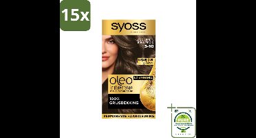 15 x SYOSS - Oleo Intense 5-10 - Haarverf - Permanente Haarkleuring - Cool Bruin - Langdurige Kleur - Grootverpakking - Permanente Haarkleuring - Haarkleur - Koele Bruine Haarkleur - Haarkleuring Zonder Ammoniak - Arganolie