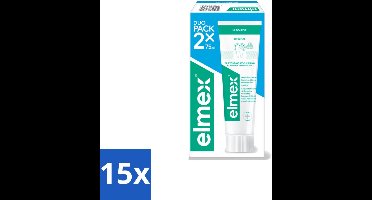15 x Elmex - Tandpasta - Sensitive Duopack - Gevoelige Tanden - 2 x 75 ml - Gevoelige Tanden - Aminfluoride - Tandpasta - Tandgevoel - Tandbederf