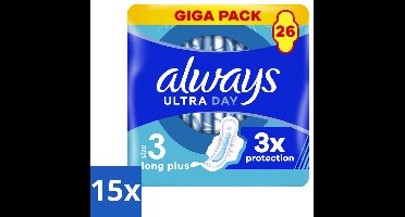 15 x Always - Maandverband - Dag - 26 Maandverband - Maandverband Dag - Maandverband Voor Dag - Maandverband Met Vleugels - Maandverband Comfort - Maandverband Voor Menstruatie