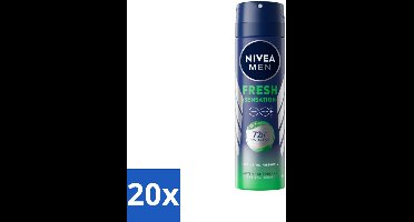 20 x NIVEA MEN - Deodorant Spray - Fresh Sensation - 150 ml - NIVEA MEN Deodorant Spray - Anti-Transpirant Spray - Frisheid - Geurvervoeging - Zweetgeur